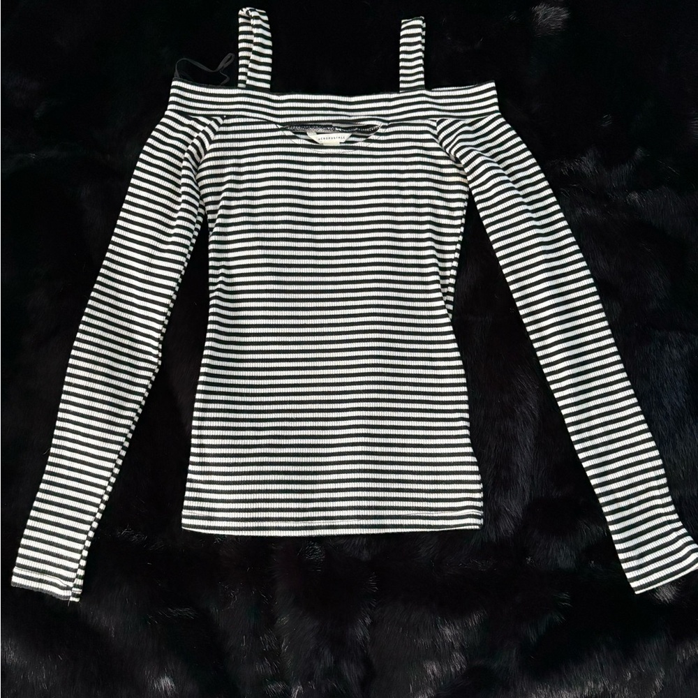 Striped Black and White Women's Top